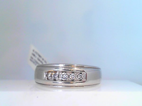 White 14 Karat Channel Set Men's Diamond Wedding Band Size 10.5 With 0.15Tw Round Diamonds