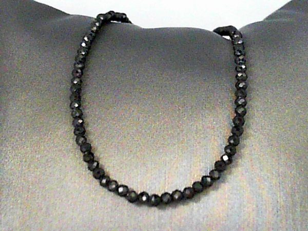 Micro Black Spinel Bead Choker Necklace Length 15
with Sterling Silver Clasp