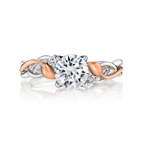 Lady's Two Tone 18 Karat Parade Design Lyria Engagement Ring Size 6.5 2=0.06tw Round SI1 Diamonds Gram Wt: 3.6
A brilliant center stone sits atop diamond accents along intertwined branches of high polished 18K gold and warm Lyria Leaves in this organic design. - Image 3