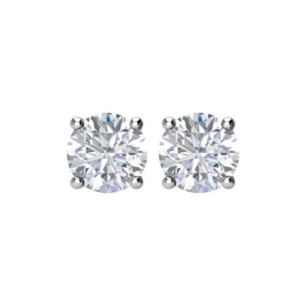 Lady's White 14 Karat Stud Earrings With 2=2.04Tw Round G Si2 Diamonds