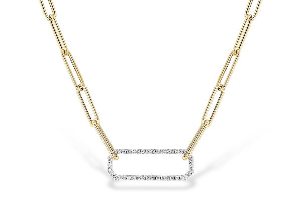 Two Tone 14 Karat Paper Clip Link Necklace,  17",  Natural Diamond  TW .50